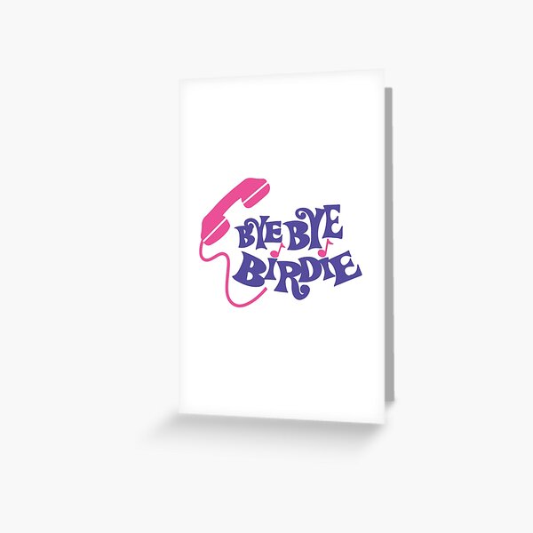 Item preview, Bye Bye Birdie Typography Purple Text Pink Landline Telephone Musical Notation Classic Musical Singing Comedy Movie 50s 60s designed and sold by ArtistryPrint.