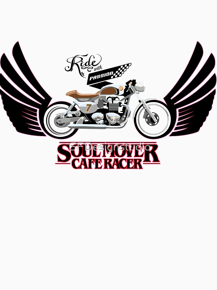 Thumbnail 5 of 5, Pullover Hoodie, winged Cafe Racer Soul Mover with type designed and sold by SFDesignstudio.