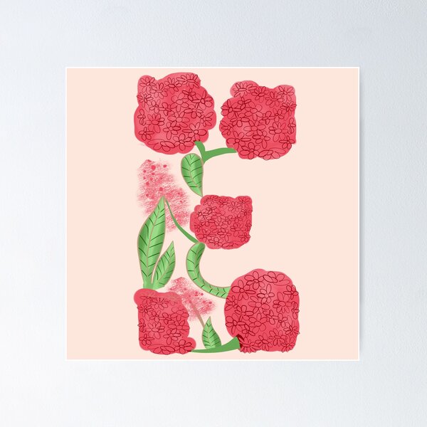 Item preview, Letter E with floral motifs designed and sold by miriam-miranda.