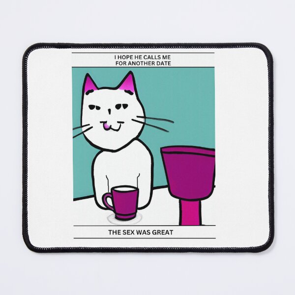 Item preview, Funny girl cat and coffee cup wall art. Cartoon cat wall decor as prints, on canvas, or large posters. Cat wall art decor for your living room or bedroom. Choice of print sizes. designed and sold by JoelsCorner.