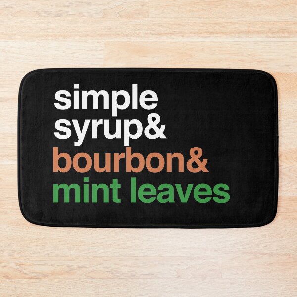 Item preview, Deconstructed Mint Julep: simple syrup & bourbon & mint leaves (list of cocktail ingredients in true-to-life colors) designed and sold by Ofeefee.
