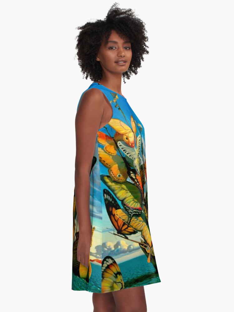 Alternate view of BUTTERFLY SHIP : Vintage Surreal Abstract Fantasy Print A-Line Dress