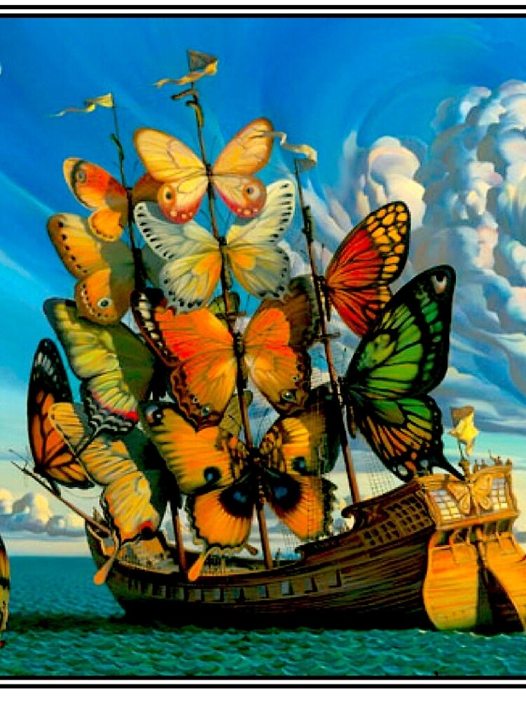 BUTTERFLY SHIP : Vintage Surreal Abstract Fantasy Print by posterbobs
