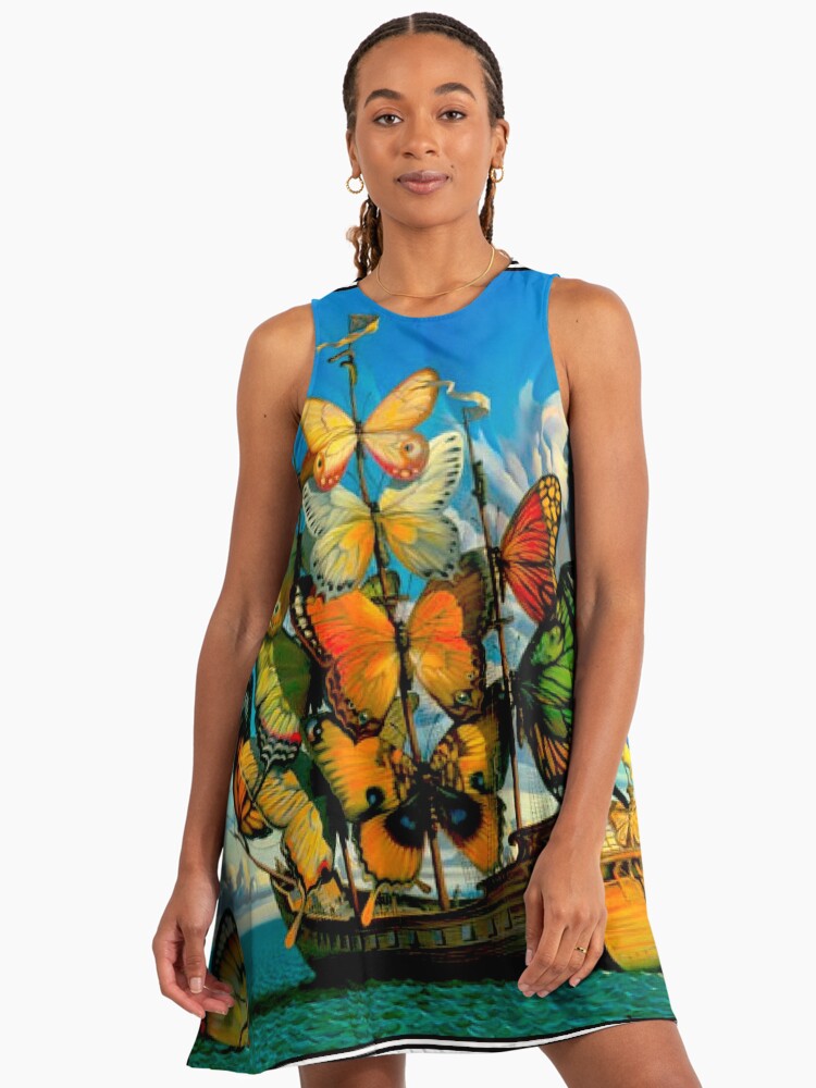 BUTTERFLY SHIP : Vintage Surreal Abstract Fantasy Print " A-Line Dress for Sale by posterbobs | Redbubble BUTTERFLY SHIP : Vintage Surreal Abstract Fantasy Print " A-Line Dress for Sale by posterbobs | Redbubble