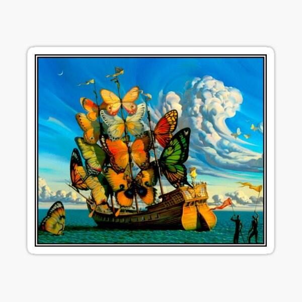 BUTTERFLY SHIP : Vintage Surreal Abstract Fantasy Print Sticker