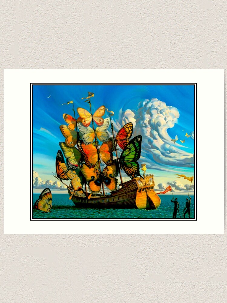 Alternate view of BUTTERFLY SHIP : Vintage Surreal Abstract Fantasy Print Art Print