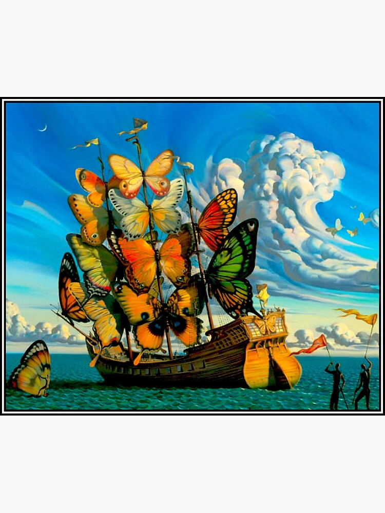 BUTTERFLY SHIP : Vintage Surreal Abstract Fantasy Print by posterbobs
