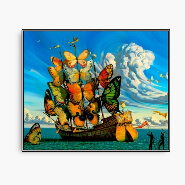 BUTTERFLY SHIP : Vintage Surreal Abstract Fantasy Print Canvas Print