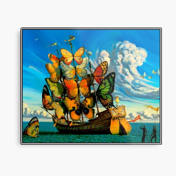 BUTTERFLY SHIP : Vintage Surreal Abstract Fantasy Print Metal Print
