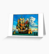 BUTTERFLY SHIP : Vintage Surreal Abstract Fantasy Print Greeting Card