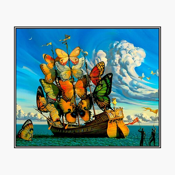BUTTERFLY SHIP : Vintage Surreal Abstract Fantasy Print Photographic Print