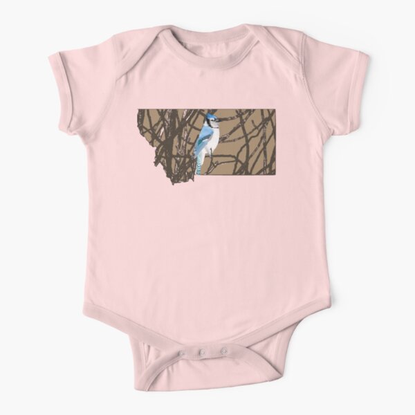 Blue Jay Bird Sitting on Branch Baby Onesie