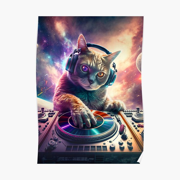 Dj cat meme sticker | Poster