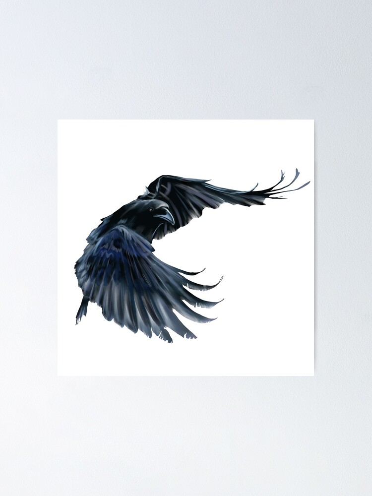 "Flying Crow Illustration" Poster for Sale by ghostfaerie | Redbubble
