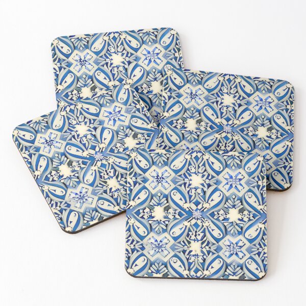 Item preview, Winter Blue Snowflake and Frost with an Antique China Plate Blue Pattern designed and sold by SeaStories88.