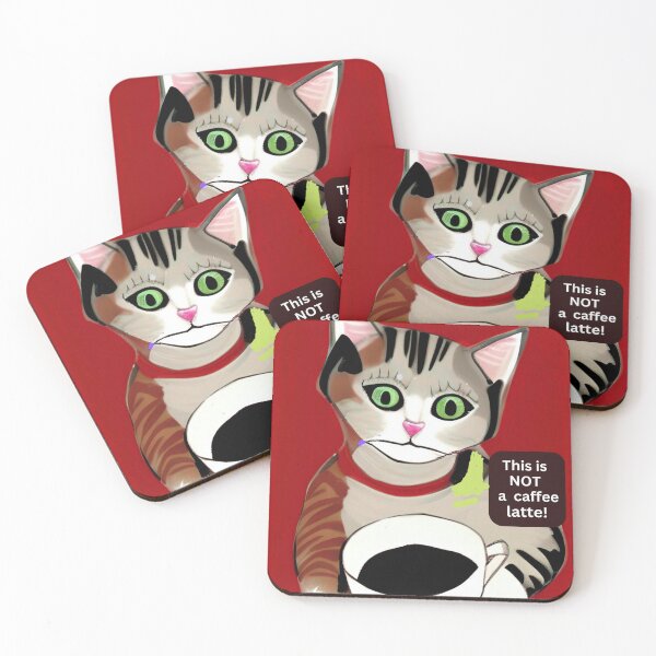 Item preview, Funny, irritated cat with coffee cup wall art. Cartoon cat wall decor as prints, on canvas, or large posters. Cat wall art decor for your living room or bedroom. Choice of print sizes. designed and sold by JoelsCorner.