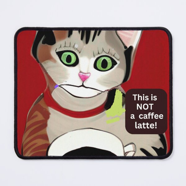 Item preview, Funny, irritated cat with coffee cup wall art. Cartoon cat wall decor as prints, on canvas, or large posters. Cat wall art decor for your living room or bedroom. Choice of print sizes. designed and sold by JoelsCorner.
