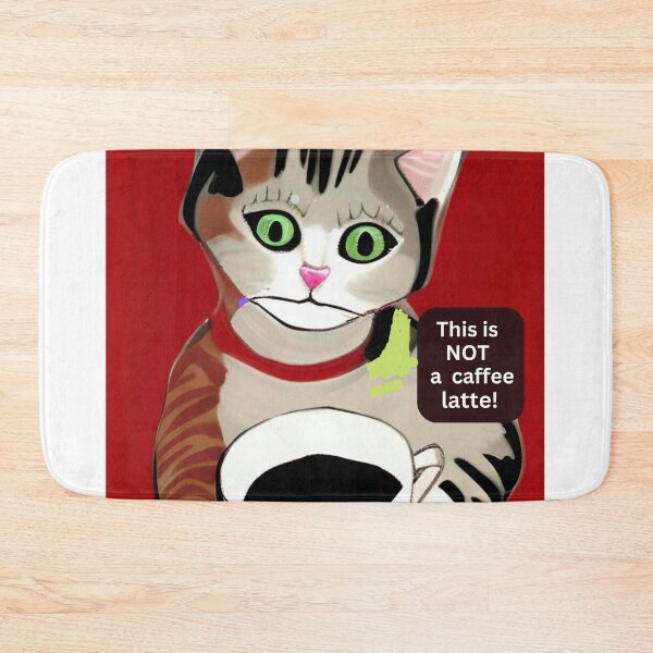 Item preview, Funny, irritated cat with coffee cup wall art. Cartoon cat wall decor as prints, on canvas, or large posters. Cat wall art decor for your living room or bedroom. Choice of print sizes. designed and sold by JoelsCorner.