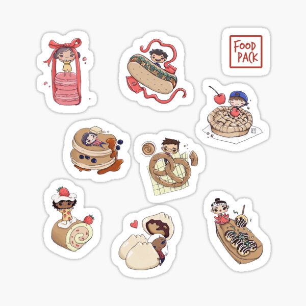 Kawaii Set Food Stickers for Sale