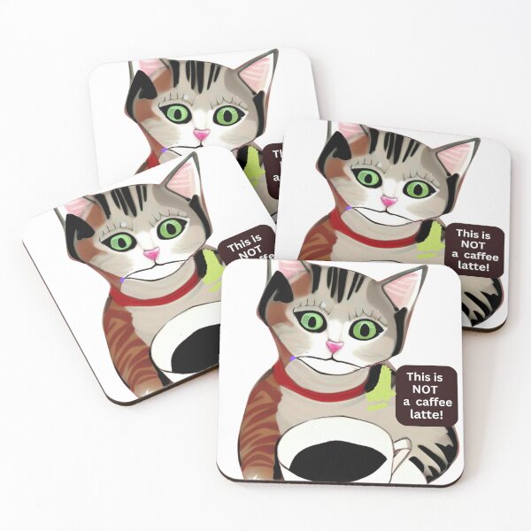 Item preview, Funny, irritated cat with coffee cup wall art. Cartoon cat wall decor as prints, on canvas, or large posters. Cat wall art decor for your living room or bedroom. Choice of print sizes. designed and sold by JoelsCorner.