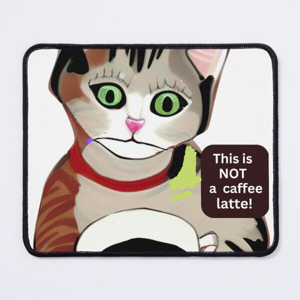 Item preview, Funny, irritated cat with coffee cup wall art. Cartoon cat wall decor as prints, on canvas, or large posters. Cat wall art decor for your living room or bedroom. Choice of print sizes. designed and sold by JoelsCorner.