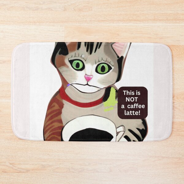 Item preview, Funny, irritated cat with coffee cup wall art. Cartoon cat wall decor as prints, on canvas, or large posters. Cat wall art decor for your living room or bedroom. Choice of print sizes. designed and sold by JoelsCorner.