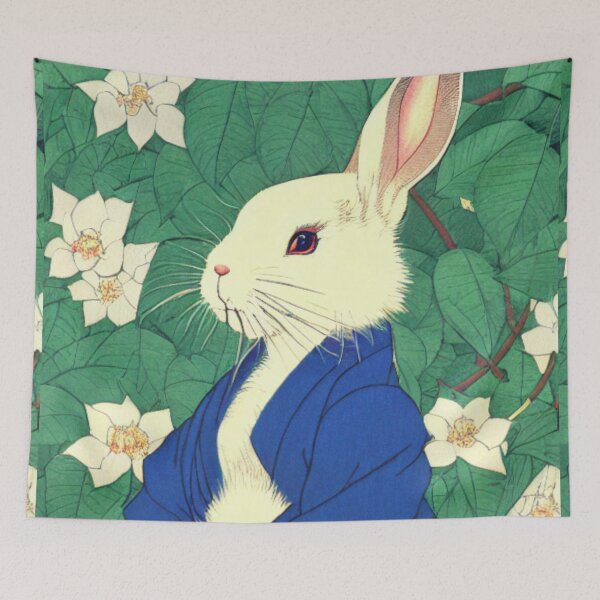 Item preview, Cute Flowers White Dwarf Rabbit American Cutest Bunny designed and sold by wigobun.