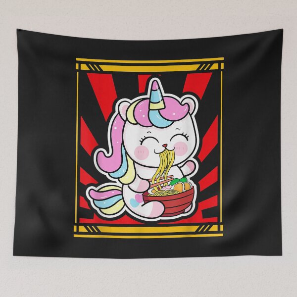 Item preview, Kawaii Japanese Unicorn Eating Ramen Noodles Japanese Food T-Shirt designed and sold by Klaus-Gilbert.