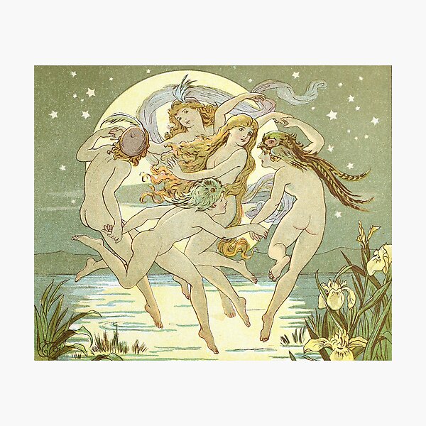 Item preview, Fairies Dancing Around in the Moonlight by Emily Gertrude Thomson - Vintage Illustration designed and sold by chrisbagel.