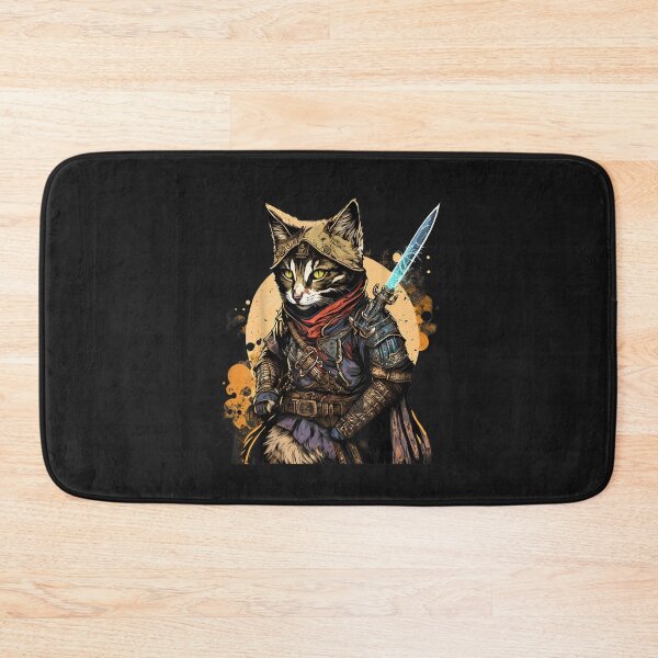 Item preview, Retro Japanese Samurai Cat Bushido Warrior Sword Vintage T-Shirt designed and sold by Klaus-Gilbert.