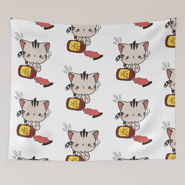Item preview, Cute Tabby Cat Spilled BBQ Sauce designed and sold by Pet Station.