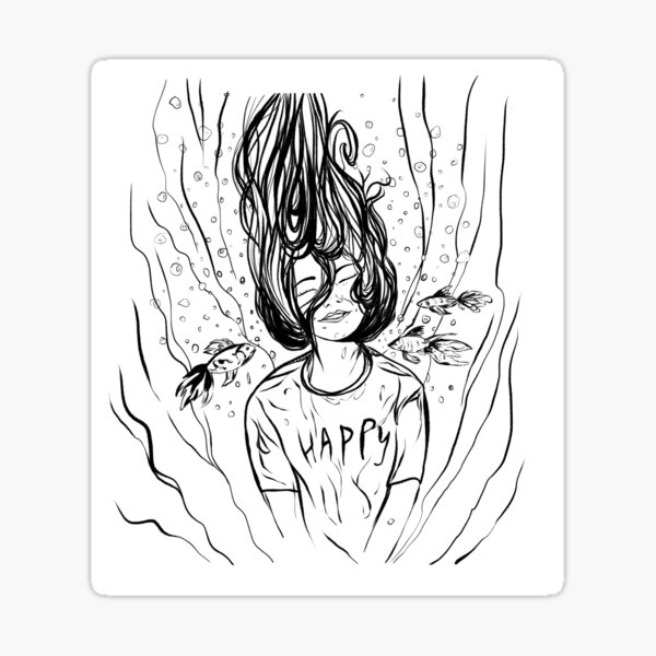 Vista previa del artículo con la obra «Chica HAPPY Bubble», diseñado y vendido por Wildflower-Art.