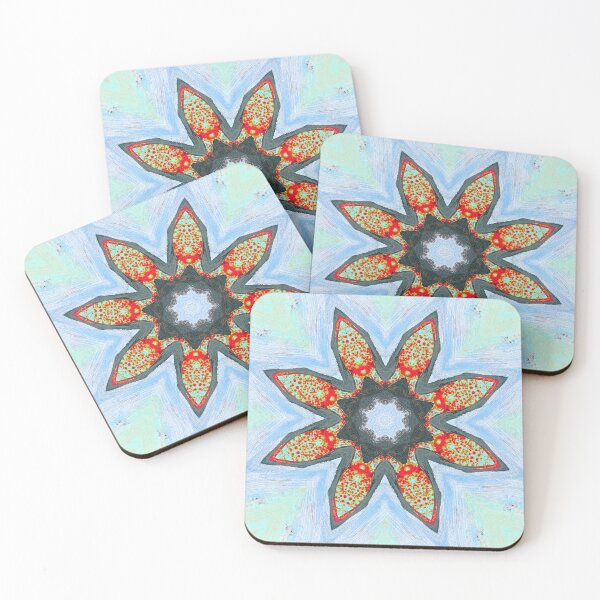 Item preview, Abstract Flower In Red Orange On Blue And Green Background designed and sold by KeksWorkroom.