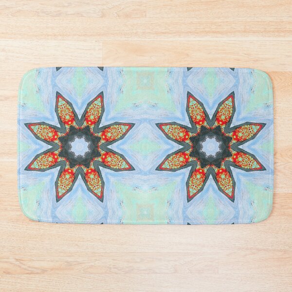 Item preview, Abstract Flower In Red Orange On Blue And Green Background designed and sold by KeksWorkroom.
