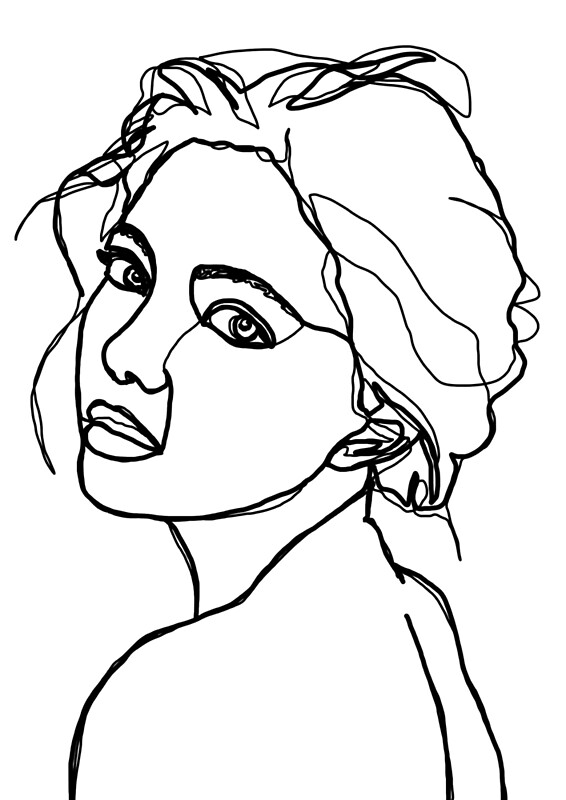 "Woman's face line drawing - Adena" by TheColourStudy | Redbubble