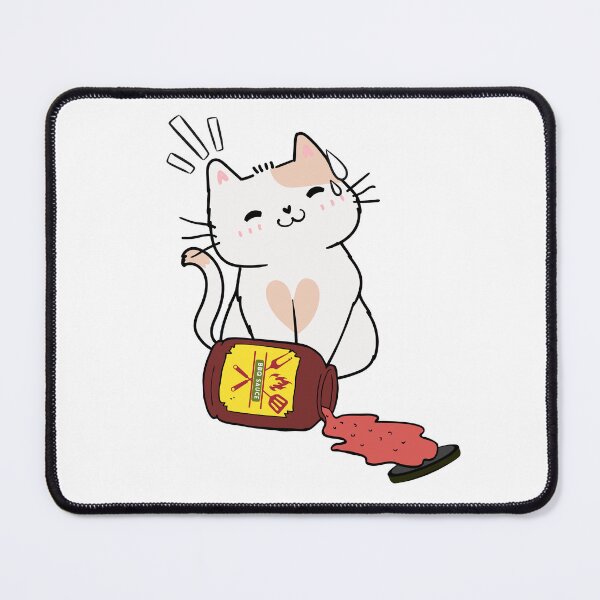 Item preview, Cute White Cat Spilled bbq sauce designed and sold by Pet Station.