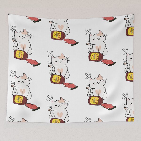 Item preview, Cute White Cat Spilled bbq sauce designed and sold by Pet Station.
