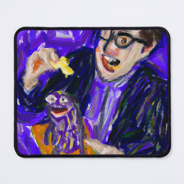 Item preview, guy eating cheese with a purple monster 1 designed and sold by 442b.