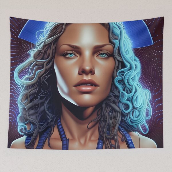 Item preview, Retro Woman Superhero with blue eyes designed and sold by withdiamonds.