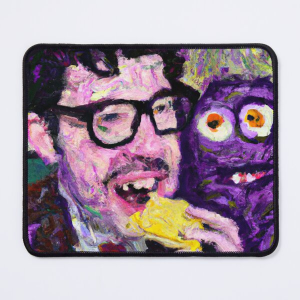Item preview, guy eating cheese with a purple monster 2 designed and sold by 442b.