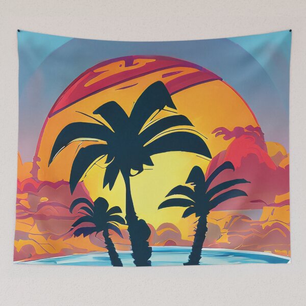 Item preview, Island Sunset - Vintage Retro Palm Tree Silhouette designed and sold by Beholder Images.