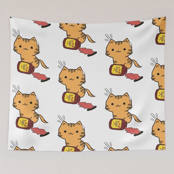 Item preview, Cute Orange Cat Spilled BBQ Sauce designed and sold by Pet Station.