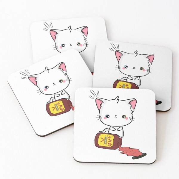 Item preview, Cute White Cat Spilled BBQ Sauce designed and sold by Pet Station.