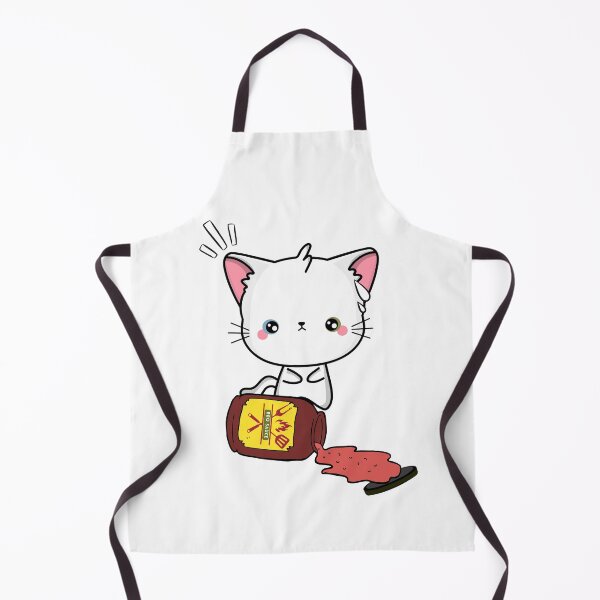 Item preview, Cute White Cat Spilled BBQ Sauce designed and sold by Pet Station.