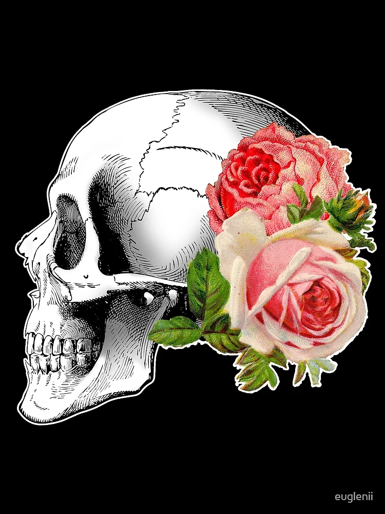 Thumbnail 3 of 3, Scarf, Skull with Roses designed and sold by euglenii.