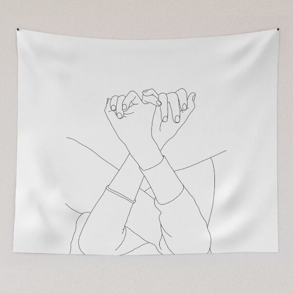 Item preview, Linked fingers line drawing illustration - Aisha designed and sold by TheColourStudy.