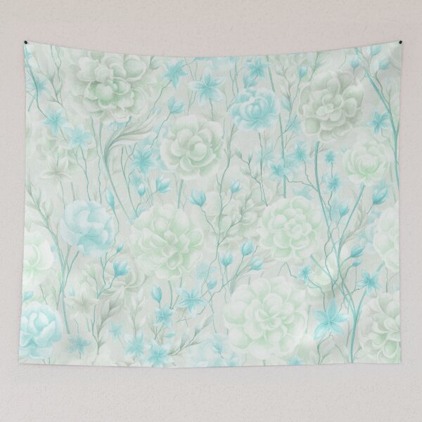 Aperçu de l'œuvre Motif douceur à fleurs bleues et vertes créée et vendue par IrinaIkar.