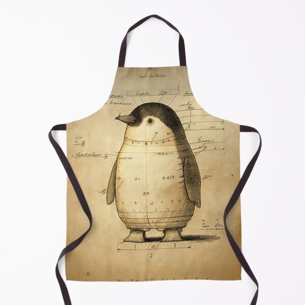 Item preview, An adorable little emperor penguin a technical drawing with measurements and calculations in Leonardo da Vinci style designed and sold by ArtifactVault.