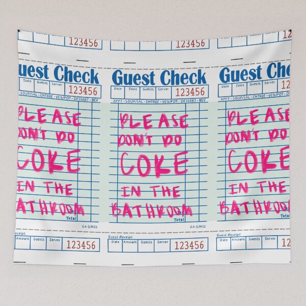Item preview, “Please don’t do coke in the bathroom” on check  designed and sold by Kate  Boone.
