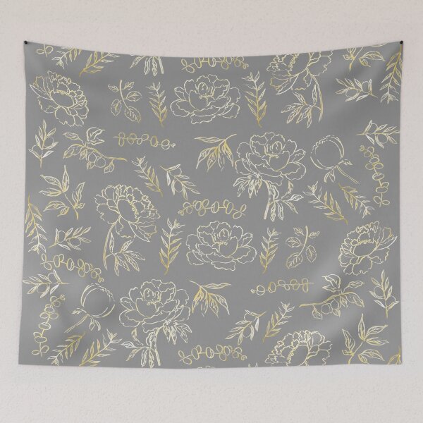 Item preview, golden peony and leaves watercolour hand painted  designed and sold by ColorandColor.
